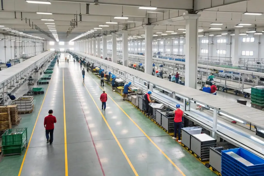 Chinese factory with multiple production lines