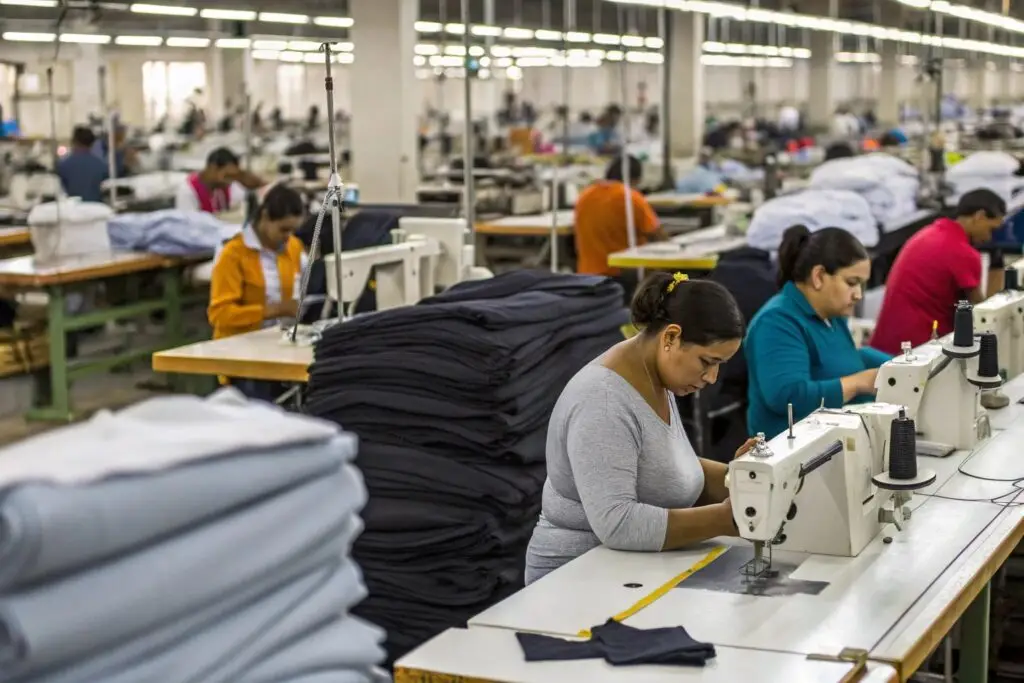 A clothing factory rapidly scaling up production