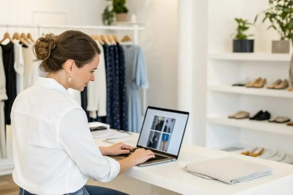 European boutique owner browsing the official website