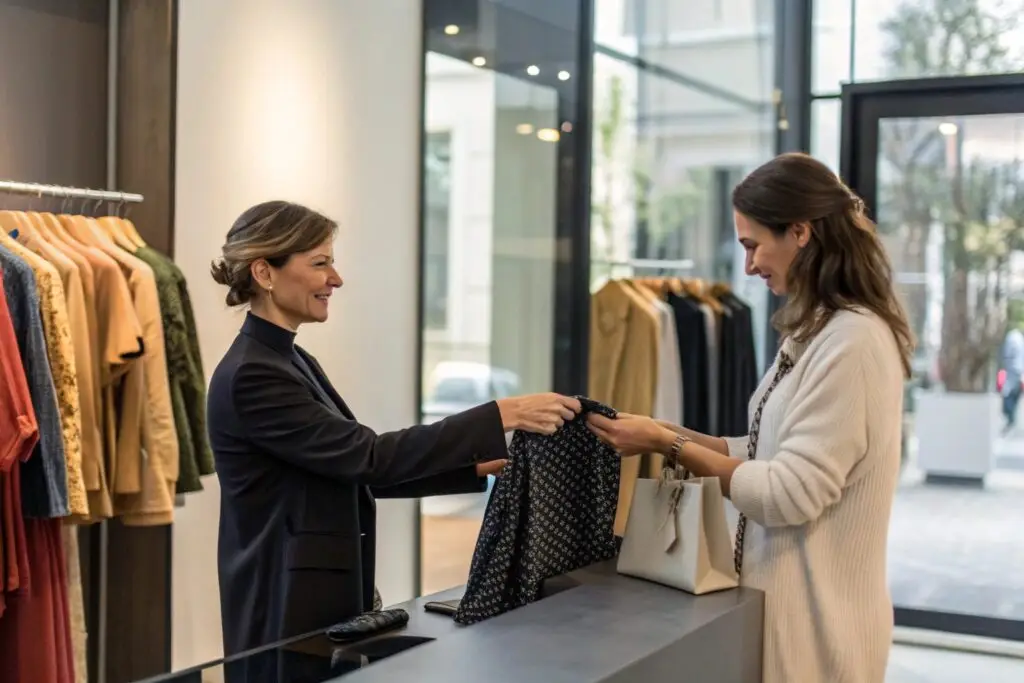 European boutique owner receiving a small batch