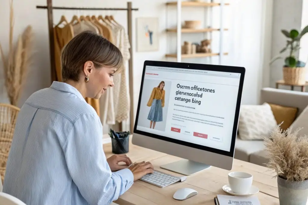 European boutique owner setting up an online store