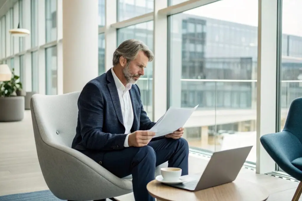 European clothing brand owner reviewing their finances