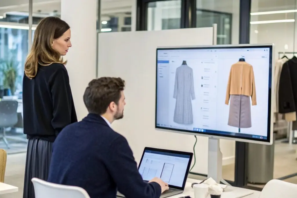 European clothing retailer reviewing price comparison