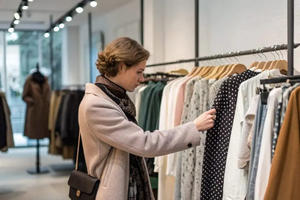 Clothing shopper browsing outfits