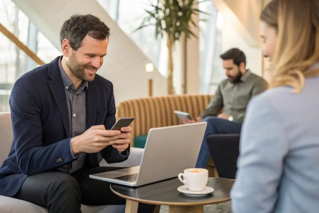 European DTC brand manager engaging with customers