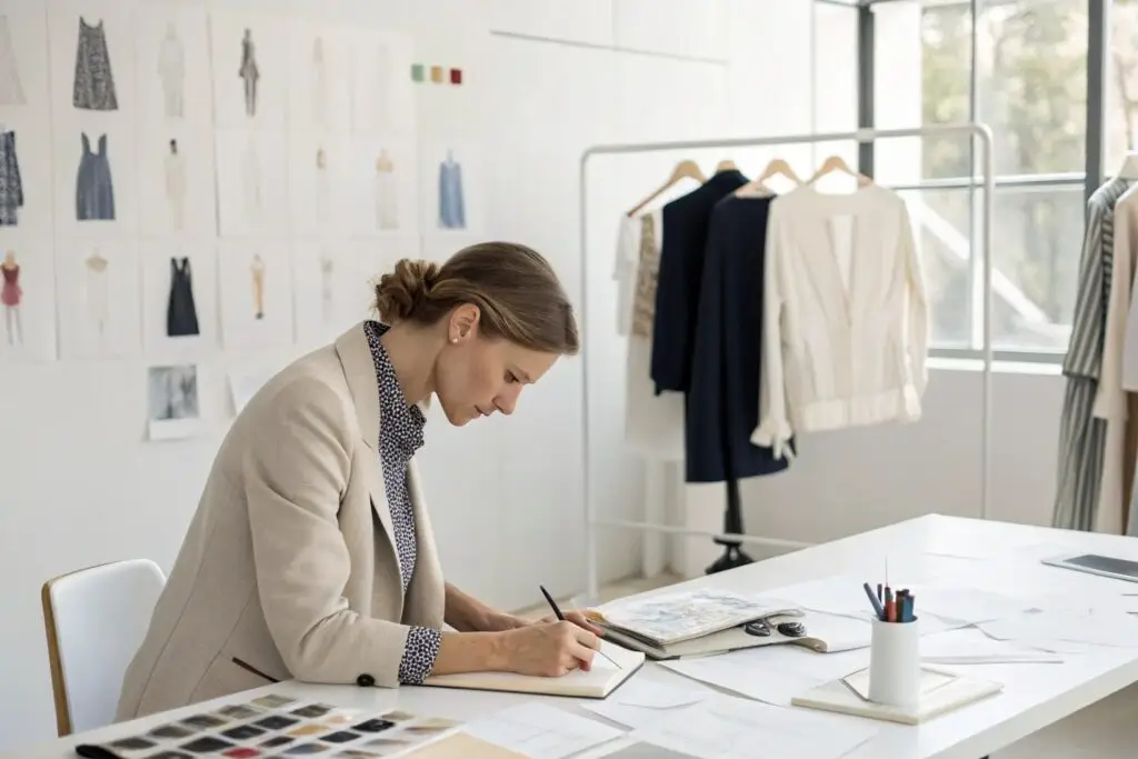 Fashion designer sketching new clothing collection ideas