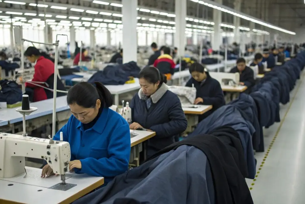 A fast-paced garment factory in China processing large orders