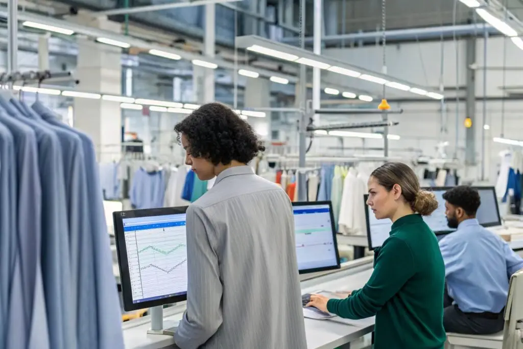 A garment factory analyzing customer data to personalize orders