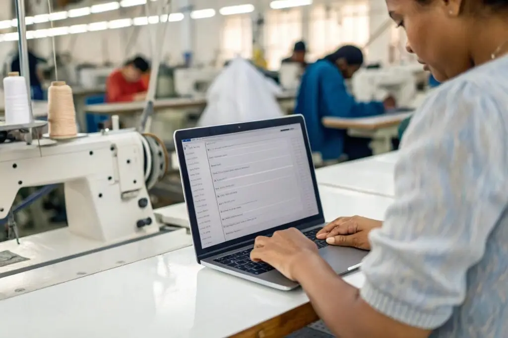 A garment manufacturer crafting a short, personalized email