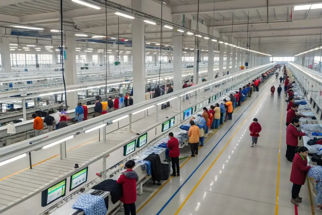 Sprawling Chinese apparel manufacturing facility