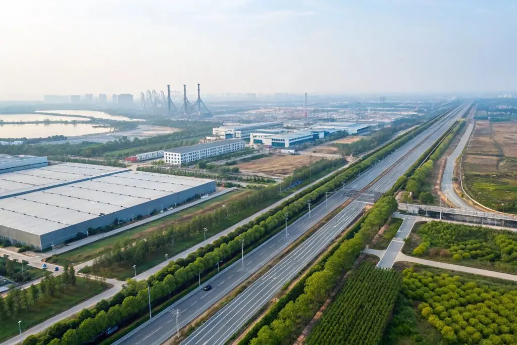 Sprawling Chinese industrial park with advanced infrastructure
