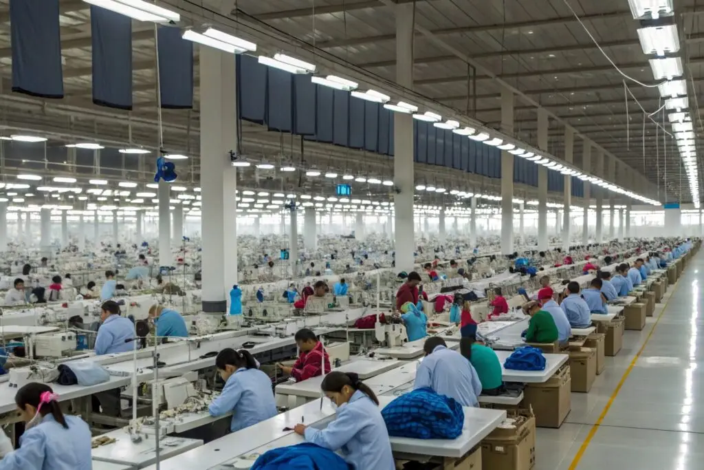 Large-scale clothing factory workers in China