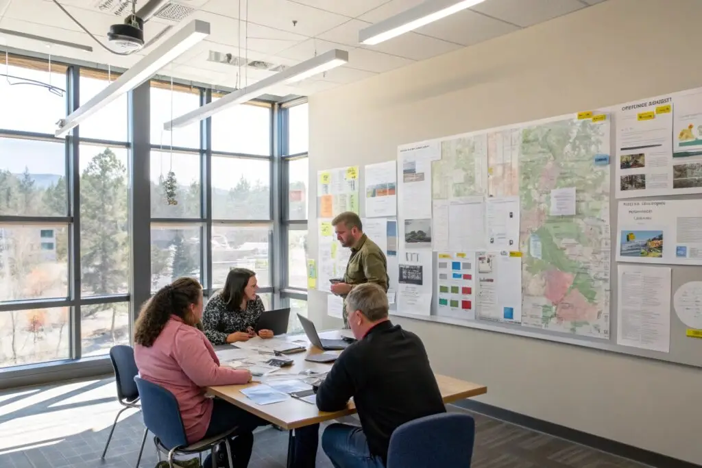 Apparel brand team strategizing to expand supplier network and operations