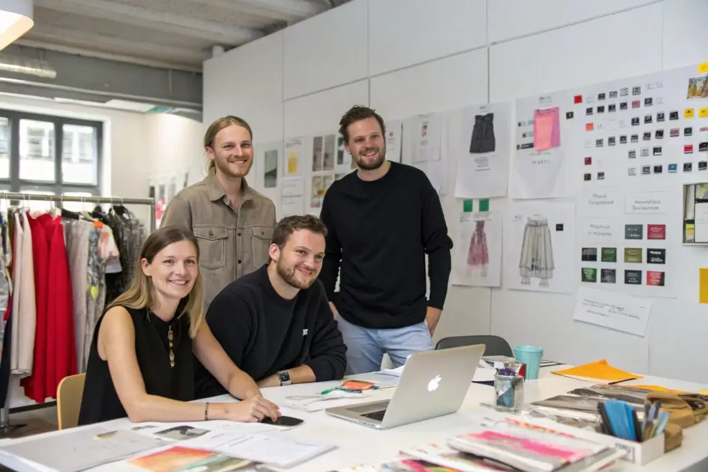 Clothing brand team planning new designs and collections together