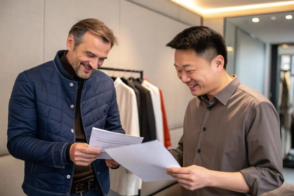 Brand owner finalizing clothing order