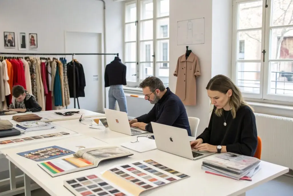 Fashion brand team working on new designs