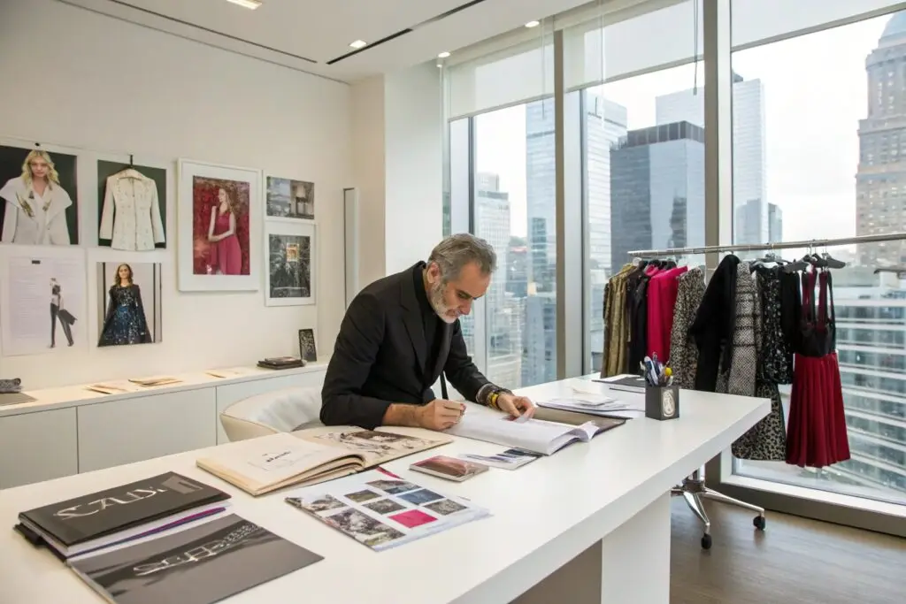 Fashion entrepreneur planning new collection