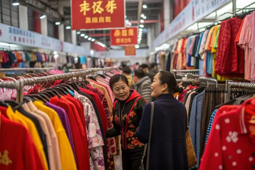 Chinese wholesale clothing market scene