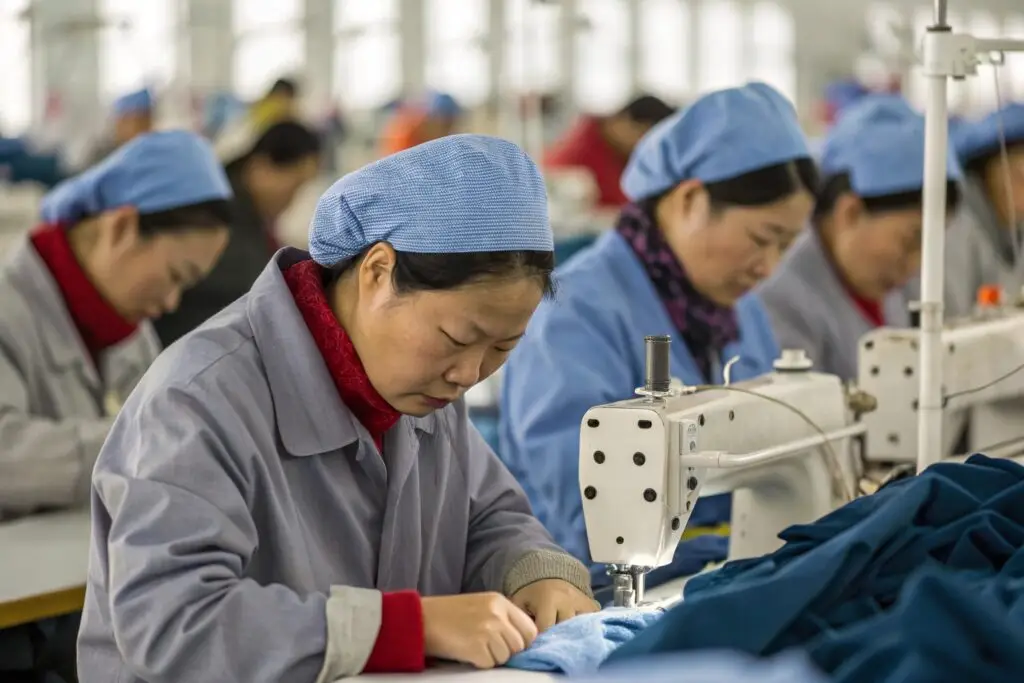 Chinese sewing team at Fumao garment factory