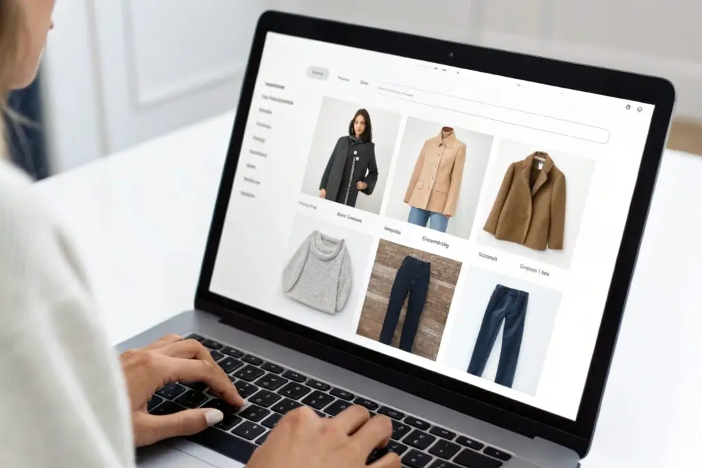 Customer browsing clothing on an online store