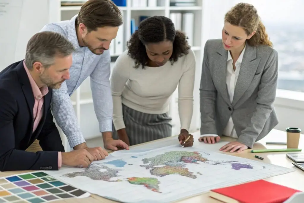 U.S. apparel brand’s sourcing team discussing global expansion