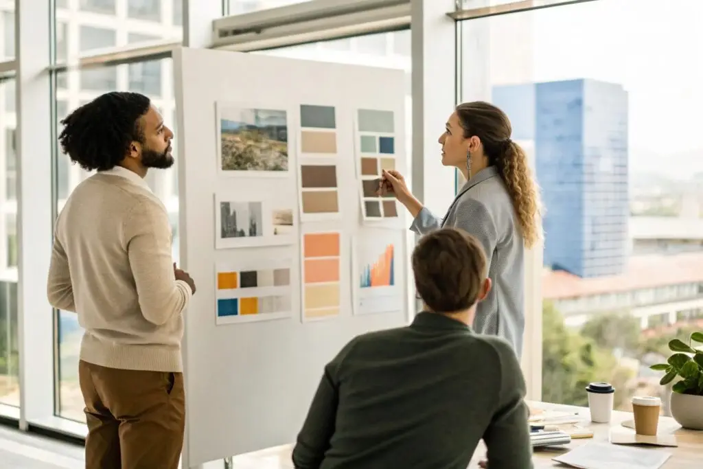 Western brand team discussing color palette