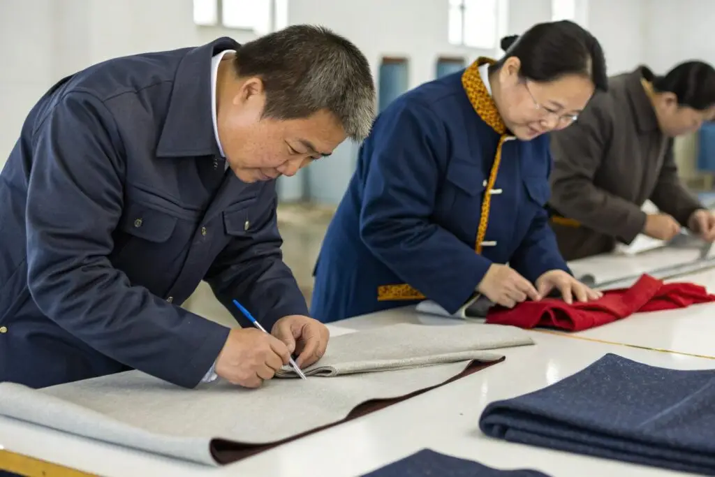 Chinese garment inspectors at Fumao factory