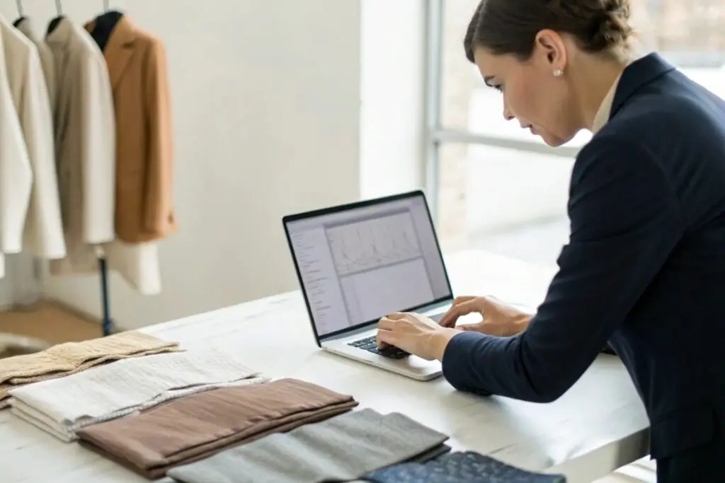 U.S. fashion company’s commerce manager reviewing inventory