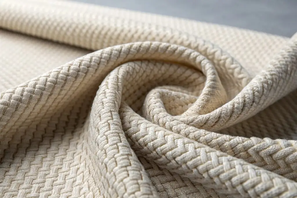 macro image of woven fabric made from high-twist yarns