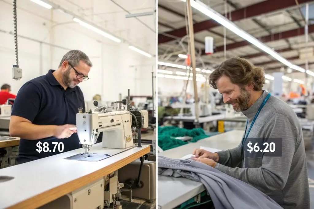 Comparison of sewing costs in different garment factories