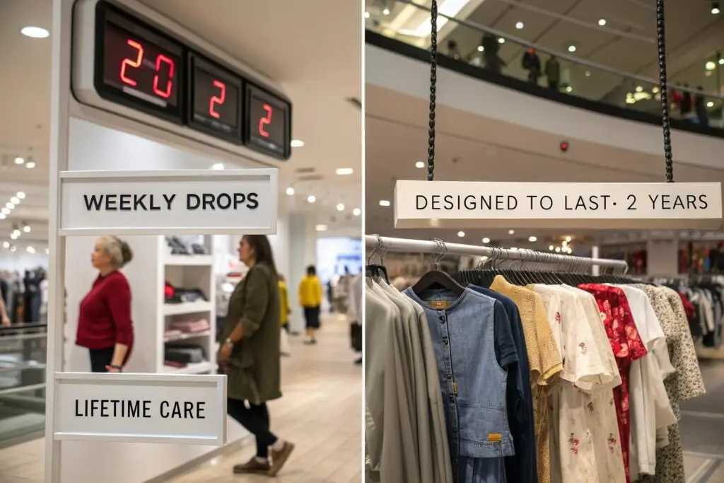 Retail comparison of fast fashion vs durable designs
