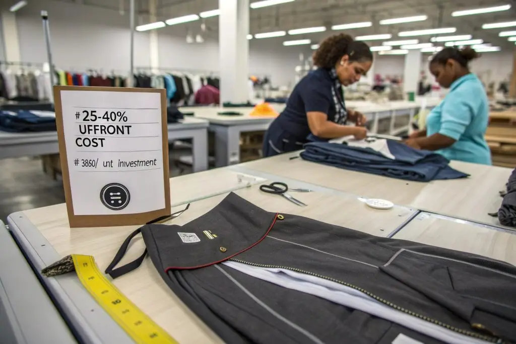 Garment factory table showing tailoring and cost display