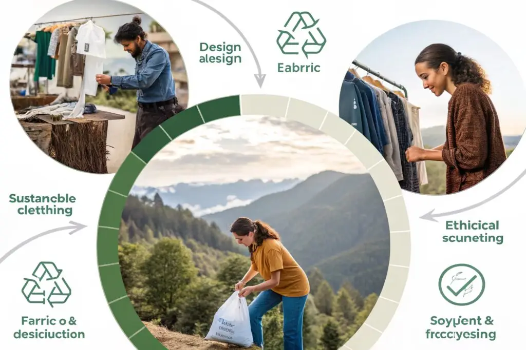 visual diagram showing sustainable clothing lifecycle