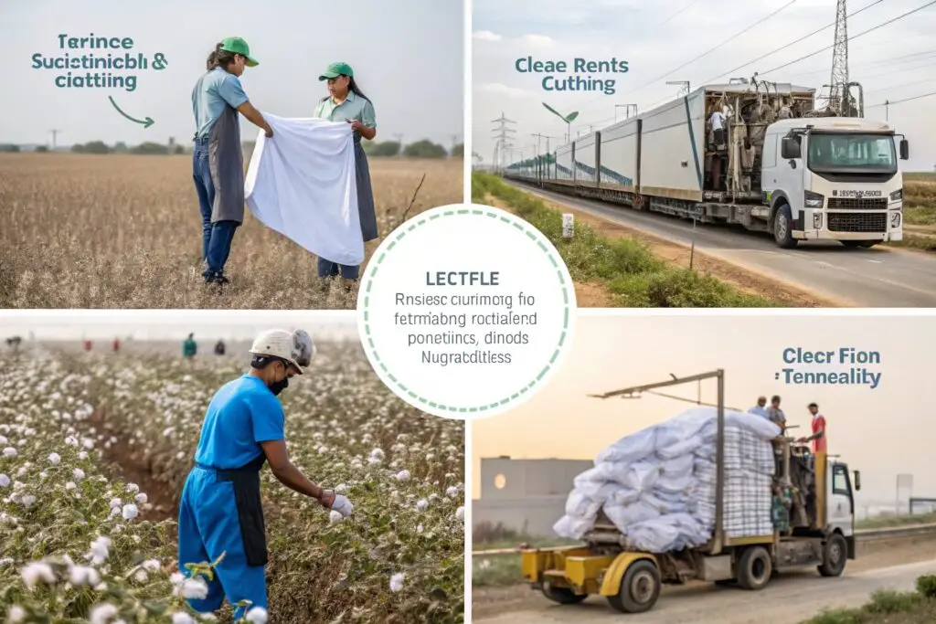 Visual guide showing sustainable cotton supply chain stages