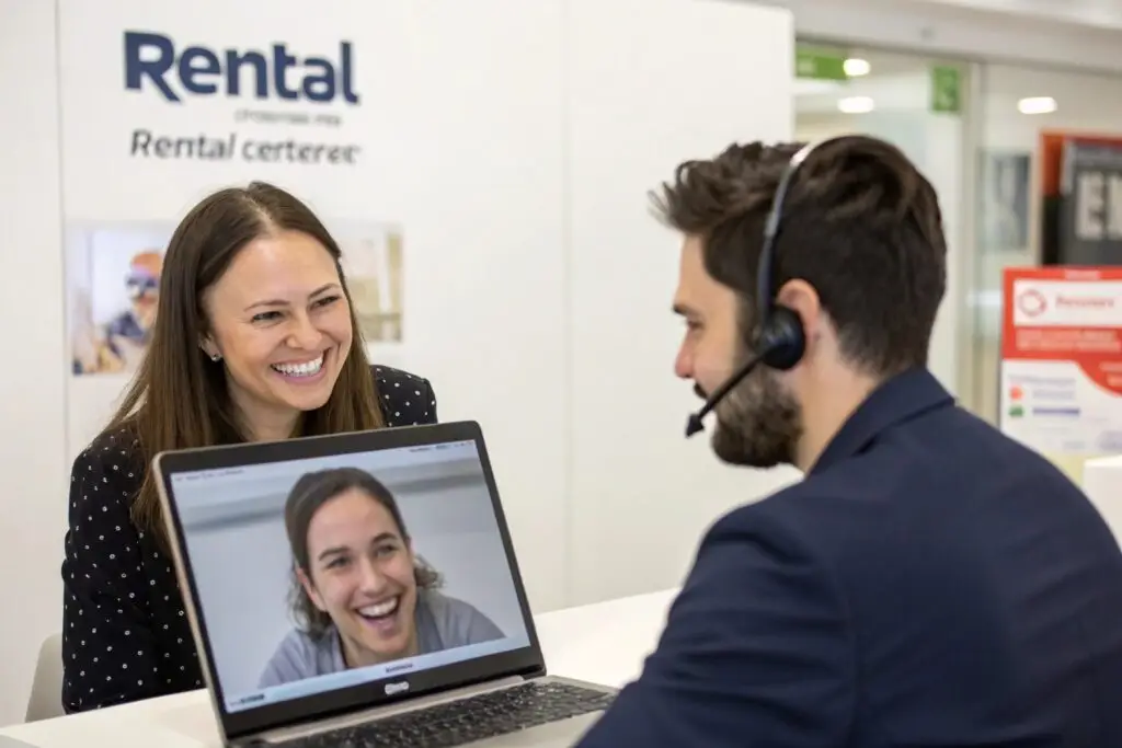 Customer support team engaged in video consultation