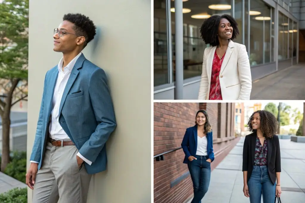 Group of professionals wearing stylish business blazers