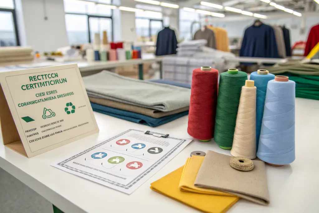 Why is GRS recycled textile certification essential for importing sweatshirts to North America?