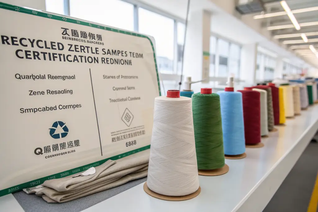 Why is GRS recycled textile certification essential for importing tracksuits to North America?