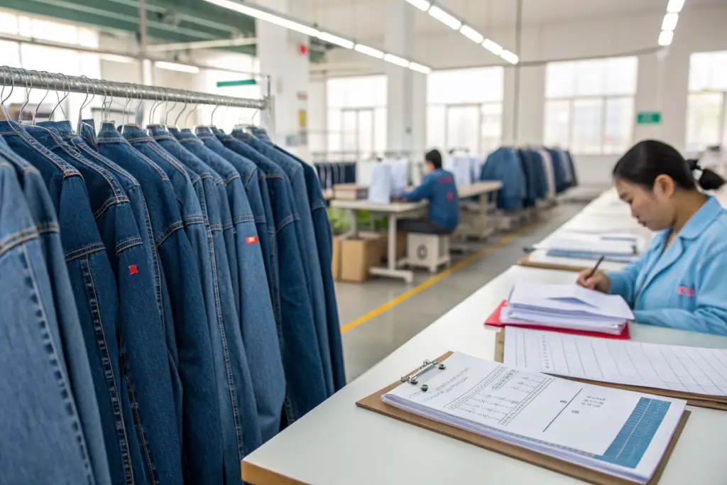 Why is ISO 9001 certification essential for importing denim jackets to North America?